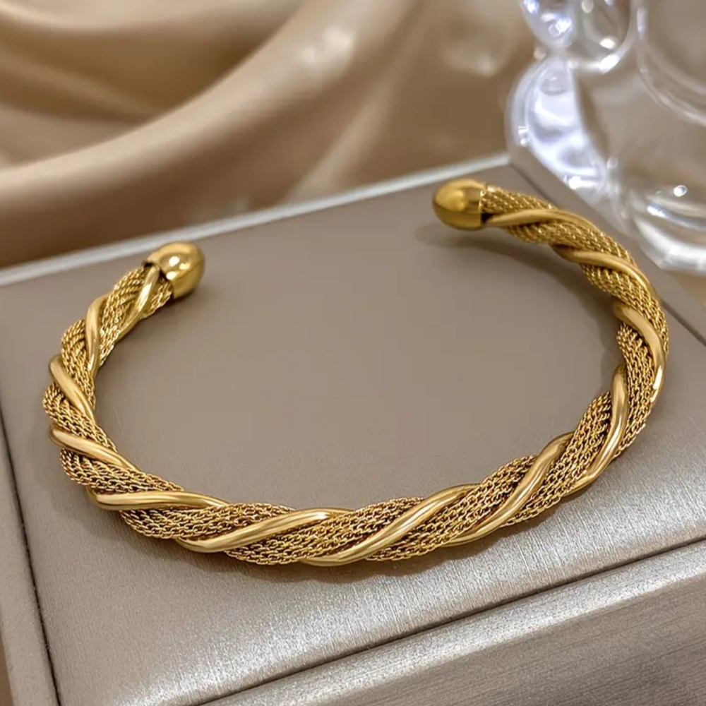 18 KT Gold Over Titanium Cable Bracelet
